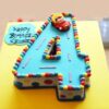 Colorful Number Four Birthday Cake featuring fun designs for a child’s 4th birthday celebration.