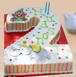 A party number two-shaped cake, perfect for second birthdays and special celebrations.