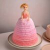 Pastel Barbie Doll Cake adorned with delicate pastel shades, fondant details, and a doll centerpiece, perfect for themed celebrations.