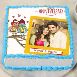 Timeless Memories Anniversary Cake with personalized design, a perfect way to celebrate lasting love and memorable moments together.