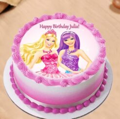 Pink Diva Barbie Cake – a chic pink cake adorned with Barbie-themed designs, ideal for adding glamour to any special occasion.