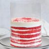 Red Velvety Pull Up Cake with rich layers and cascading frosting effect for a dramatic dessert experience.