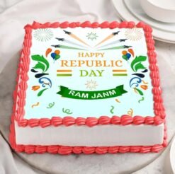 Republic Day Square Cake with vibrant patriotic colors, symbolizing unity and celebration, perfect for Republic Day gatherings and events.