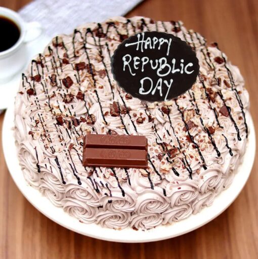 Republic Day Kitkat Cake with layers of chocolate and crunchy Kitkat, designed to celebrate India's Republic Day with vibrant colors.