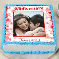 Anniversary Bliss Cake with elegant decorations, symbolizing the joy and celebration of a memorable wedding anniversary.