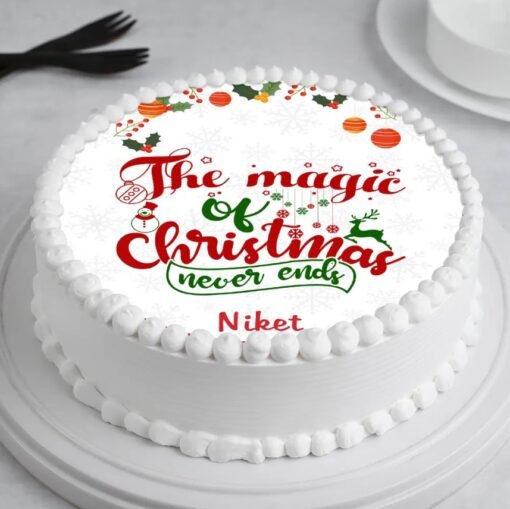 Seasonal Sparkle Christmas Cake with festive decorations, shimmering designs, and delicious holiday flavors.