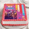 Snap & Celebrate New Year Cake with customizable photo decoration.