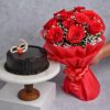 Truffle Elegance With Roses Cake featuring a luxurious chocolate finish, adorned with delicate rose patterns, ideal for special occasions or romantic celebrations.