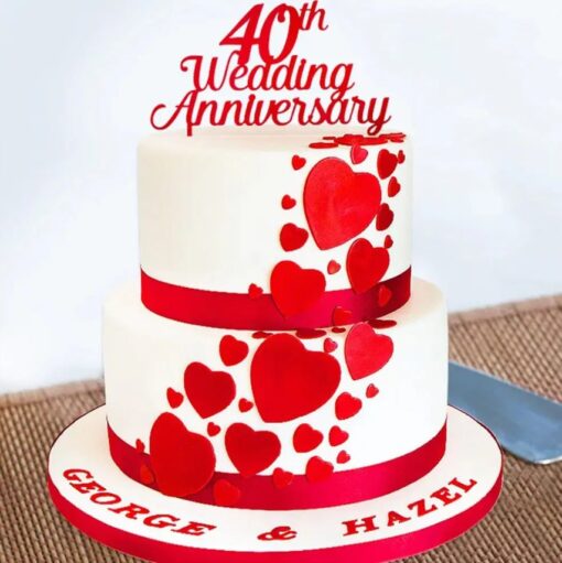 Two Tiers Anniversary Cake with elegant designs, customized decorations, and delicious flavors for a perfect anniversary celebration.