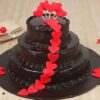 Valentine Chocolate Truffle Tier Cake featuring layers of rich chocolate truffle and elegant design.