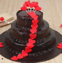 Valentine Chocolate Truffle Tier Cake featuring layers of rich chocolate truffle and elegant design.