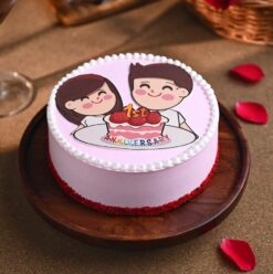 First Year Love Cake with romantic decorations, perfect for celebrating anniversaries or marking the first milestone of love.