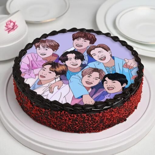 BTS Army Celebration Cake showcasing vibrant designs, BTS-themed decorations, and a stylish tribute to the global phenomenon loved by fans worldwide.