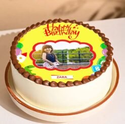 Cherished Moments Photo Cake featuring a personalized edible photo topper, elegant frosting design, and vibrant accents for heartfelt celebrations.