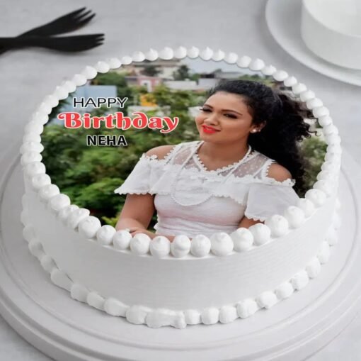 Photo Blast Treat Cake with customized photo toppers, colorful decorations, and indulgent layers of rich cream and cake.