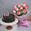 Blissful Blooms bouquet with a delicious cake, ideal for birthdays, anniversaries, and heartfelt celebrations.