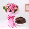 Blossom Bliss Cake Combo featuring a stunning bouquet of fresh flowers paired with a delectable cake, ideal for heartfelt celebrations.