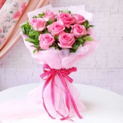 Blush Rose Embrace bouquet with fresh pink roses, ideal for expressing love, gratitude, and admiration on any special occasion.