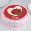 Blushing Rose Day Cake adorned with elegant rose decorations and soft pastel colors.