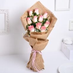 Cheerful Pink Rose Delight – A vibrant bouquet of fresh pink roses, perfect for spreading happiness and love on any occasion.