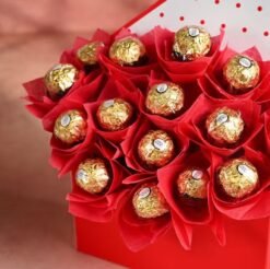 Chocolate Affection Bouquet featuring an elegant arrangement of premium chocolates, perfect for gifting on Valentine’s Day, anniversaries, and special occasions.