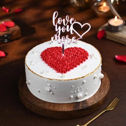 Chocolate Love Delight Cake with layers of rich chocolate, topped with a velvety smooth frosting and decadent chocolate decorations.