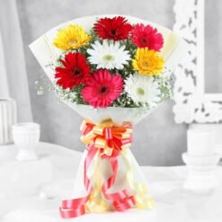 Colorburst Gerbera Bouquet – A dazzling assortment of multicolored gerberas, perfect for adding a pop of color and happiness.