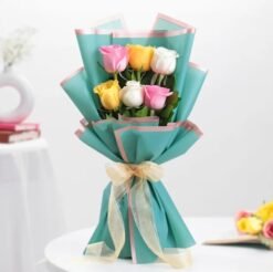 Colourful Roses Harmony bouquet with radiant multicolored roses, perfect for expressing love, happiness, and heartfelt emotions.