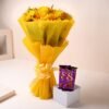 Golden Bloom & Choco Love featuring premium chocolates and vibrant golden flowers—ideal for romantic gifts, birthdays, and special occasions.