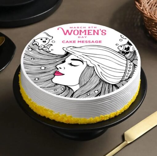 Women's Day cake decorated with delicate floral designs, representing grace, empowerment, and celebration.