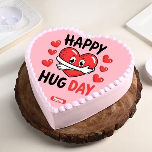 Happy Hug Day Heart Cake – A beautifully designed heart-shaped cake to share love, joy, and warm hugs on this special occasion.