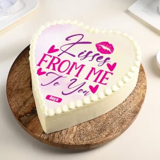 Heartfelt Kiss Day Cake – A beautifully crafted cake perfect for celebrating Kiss Day or any romantic occasion, symbolizing love and affection.