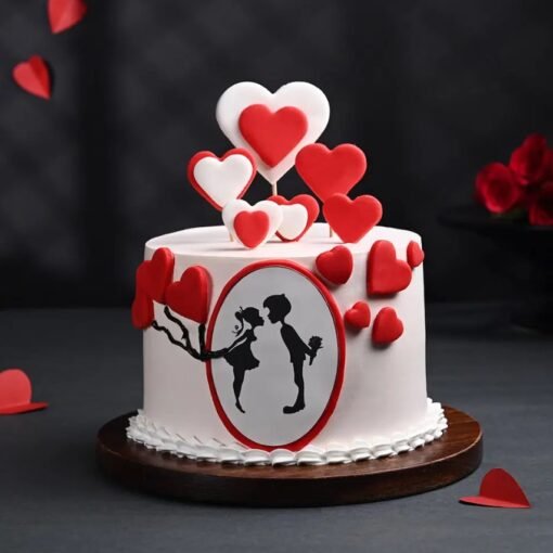 Hearts & Kisses Cake – A sweet, romantic cake perfect for celebrating love and special occasions with a heartfelt touch.