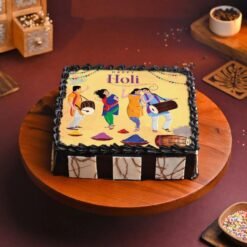 Festive Holi Happiness Cake with colorful design, perfect for Holi celebrations, adding sweetness and joy to your festivities.