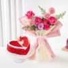 Lavish Petals and Heart Cake featuring elegant floral decorations, a heart-shaped design, and rich frosting for a delightful celebration.