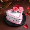 Creamy Rosy Valentine Cake with luscious cream and elegant rose decorations.