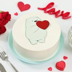 Love Embrace Cake with elegant frosting, heart decorations, and a romantic touch, ideal for Valentine's Day, anniversaries, and celebrations.