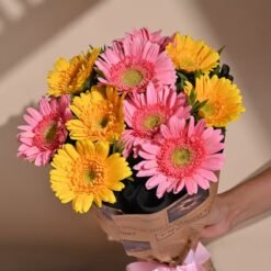 Eternal Love Gerberas Bouquet – A stunning arrangement of colorful gerbera daisies, perfect for expressing love, admiration, and warmth.