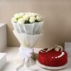 Pearl Roses Bliss With Red Velvet – A beautiful arrangement of pearl roses paired with a rich red velvet cake, perfect for special occasions.