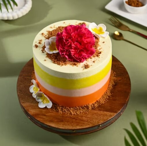 Piña Colada Beach Party Cake – A vibrant, tropical-themed cake featuring piña colada flavors, decorated with beach party vibes and tropical accents.