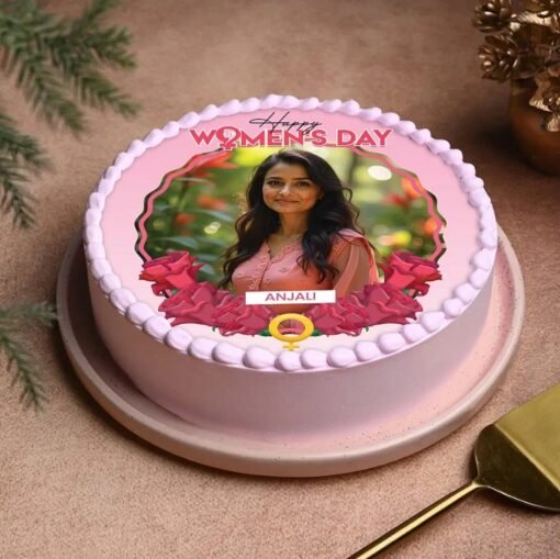 Elegant Women's Day cake with vibrant colors, symbolizing joy, strength, and radiance.