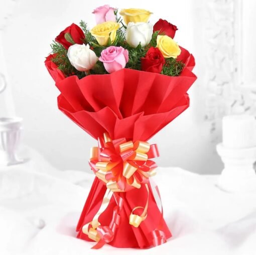 Radiant Rose Grandeur – A breathtaking arrangement of vibrant roses symbolizing love, elegance, and grandeur.