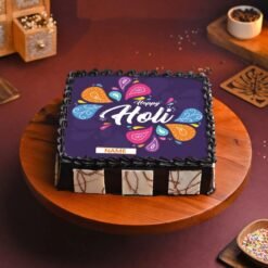 Holi-themed cake with colorful frosting, symbolizing the joy and vibrancy of the festival.