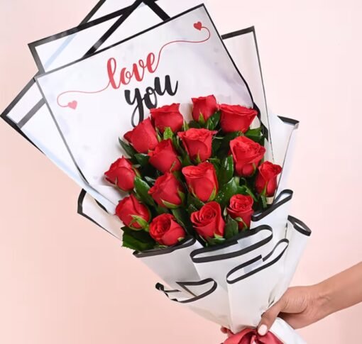 Elegant Rosy Red Bouquet with fresh, hand-picked red roses, perfect for romantic occasions and heartfelt gestures.