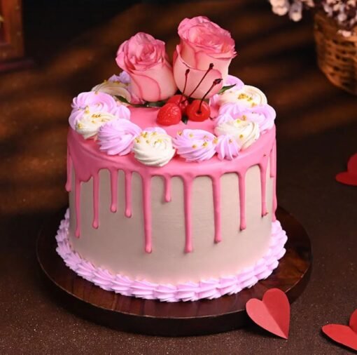 Blissful Rosy Valentine Cake with delicate floral designs and rich, romantic flavors.