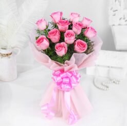 Royal Pink Rose Ensemble featuring fresh, vibrant pink roses, an ideal floral gift for anniversaries, birthdays, and romantic surprises.