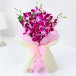 Royal Purple Orchid Charm – A sophisticated bouquet of vibrant purple orchids, exuding elegance and charm for any special moment.