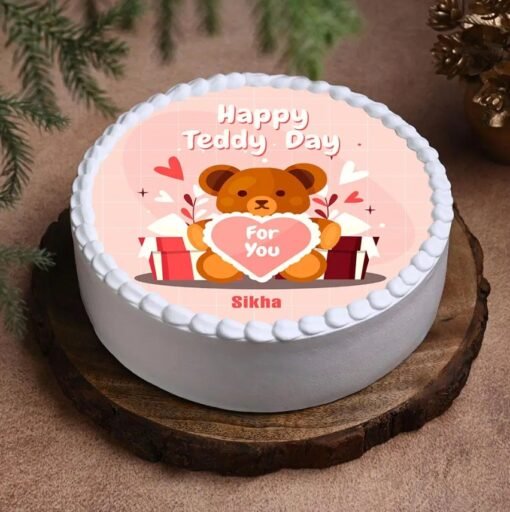 Snuggly Bear Love Cake with a cute teddy bear design, crafted with love and sweet flavors for a delightful celebration.