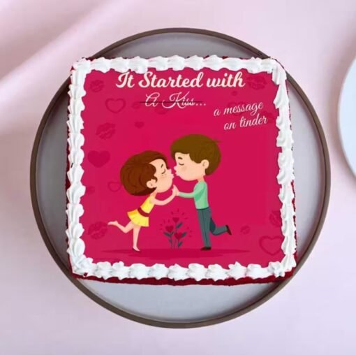 Started With Tinder Cake – A playful and personalized cake inspired by modern love stories, perfect for celebrating unique relationships.