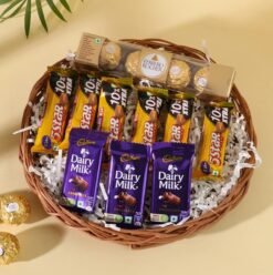 Sweet Bliss Chocolate Basket – A luxurious chocolate gift basket filled with an assortment of rich, decadent chocolates for every sweet tooth.